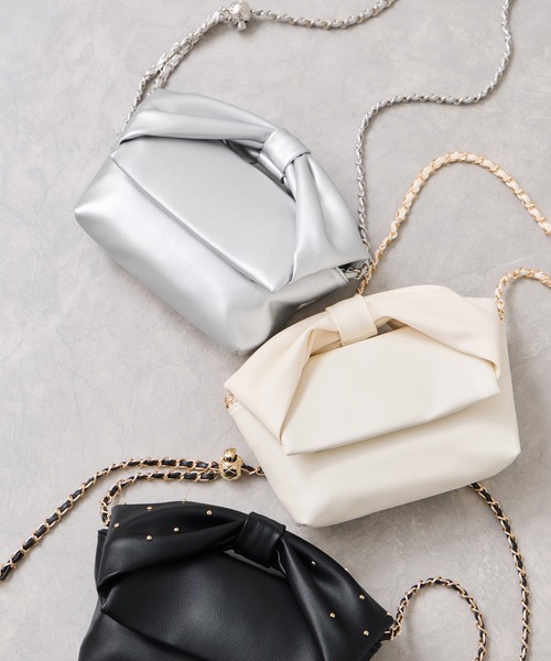 リボンハンドルチェーンショルダーバッグ/2WAY（ショルダーバッグ