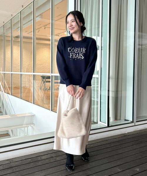 couture brooch(クチュールブローチ)の「【パール調・ビジューデザイン】華やかロゴニット(ニット/セーター・レディース・オフホワイト/グレー/ネイビー・36/38/42)」の18枚目の写真