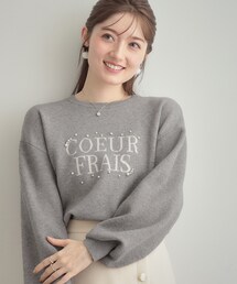 couture brooch | 【パール調・ビジューデザイン】華やかロゴニット(ニット/セーター)