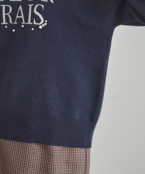 couture brooch(クチュールブローチ)の「【パール調・ビジューデザイン】華やかロゴニット(ニット/セーター・レディース・オフホワイト/グレー/ネイビー・36/38/42)」の5枚目の写真