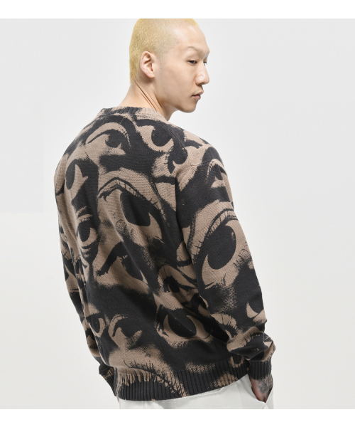 EXTRAORDINARY(エクストラオーディナリー)の「EYES PRINTING SWEATER BEIGE(ニット/セーター・メンズ・その他・LARGE/MEDIUM/X-LARGE)」の1枚目の写真