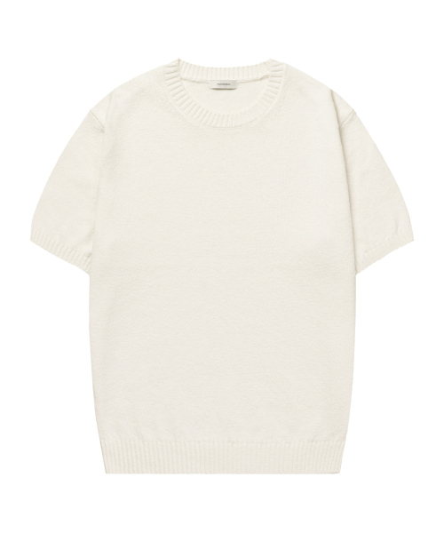 MANNERGRAM(マナーグラム)の「UPW ウォッシャブルコットンラウンド半袖ニット - 4カラー(Tシャツ/カットソー・メンズ・オフホワイト/ダークグレー/ライトベージュ/ブルー系・MEDIUM/LARGE/X-LARGE/XX-LARGE)」の5枚目の写真