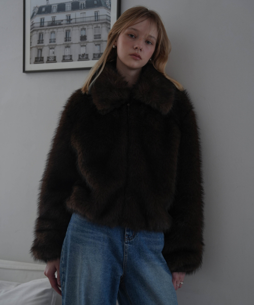 DEHEVE（デヘヴェ）の「Collar Fur Jacket [Brown]（ムートンコート・レディース・ブラウン・FREE）」の3枚目の写真