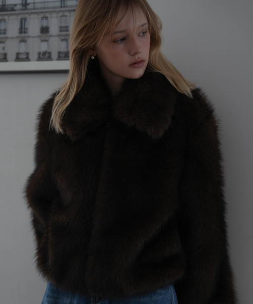DEHEVE（デヘヴェ）の「Collar Fur Jacket [Brown]（ムートンコート・レディース・ブラウン・FREE）」の4枚目の写真