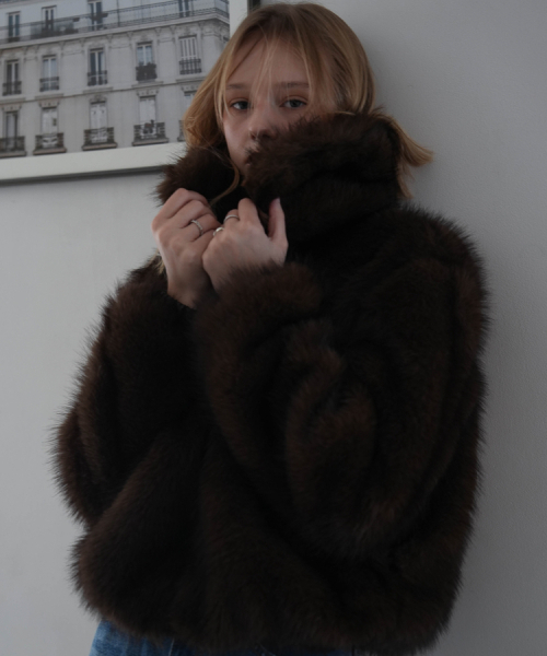 DEHEVE（デヘヴェ）の「Collar Fur Jacket [Brown]（ムートンコート・レディース・ブラウン・FREE）」の6枚目の写真