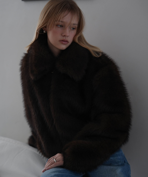 DEHEVE（デヘヴェ）の「Collar Fur Jacket [Brown]（ムートンコート・レディース・ブラウン・FREE）」の8枚目の写真