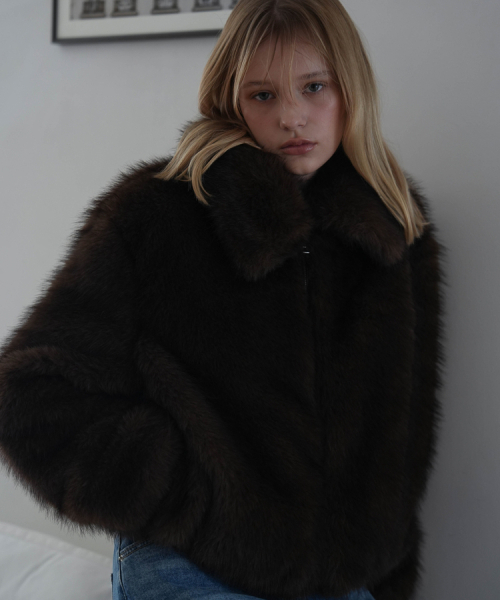 DEHEVE（デヘヴェ）の「Collar Fur Jacket [Brown]（ムートンコート・レディース・ブラウン・FREE）」の9枚目の写真