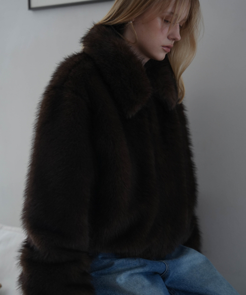 DEHEVE（デヘヴェ）の「Collar Fur Jacket [Brown]（ムートンコート・レディース・ブラウン・FREE）」の10枚目の写真