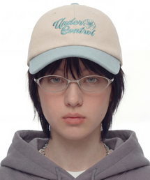 四季用ウォッシングコットン配色ソフトトップロゴボールキャップ男女共用野球帽FLORAL SCRIPT / WASHED B B / SKY