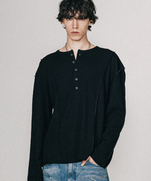 VASTIC（バスティック）の「リバースヘンリーネックロングスリーブ_ブラック（Tシャツ/カットソー）」