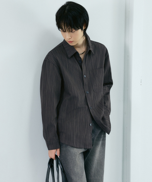 LXT（エルエックスティー）の「コットンアシンメトリーストライプシャツジャケット[チャコール]（シャツ/ブラウス・メンズ・その他・MEDIUM/LARGE/X-LARGE/XX-LARGE）」の10枚目の写真