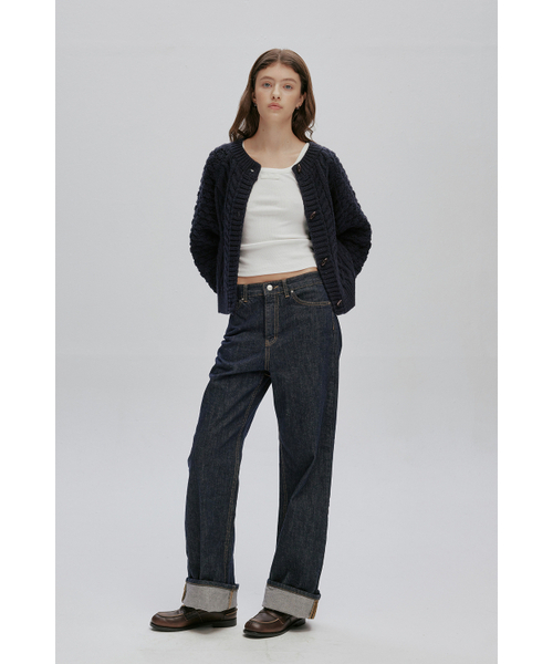 AFTERHOURS(アフターアワーズ)の「COZY CABLE KNIT CARDIGAN (NAVY)(カーディガン/ボレロ・レディース・ネイビー・FREE)」の3枚目の写真
