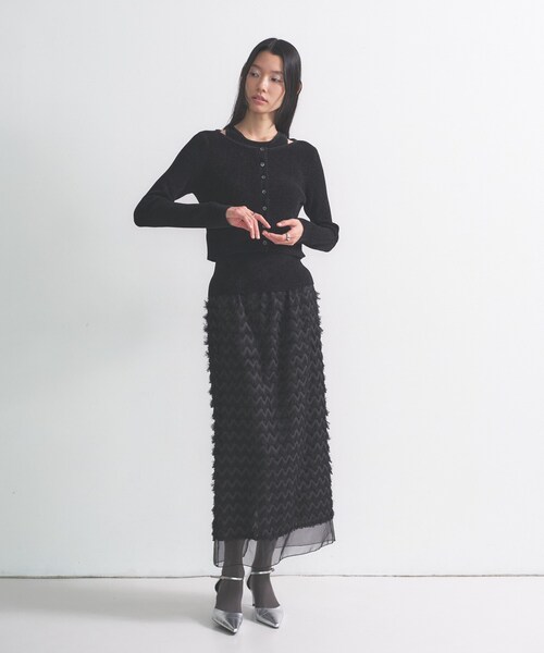 GALLEST(ギャレスト)の「【オケージョン/セレモニー】フリンジタイトスカート(スカート・レディース・オフホワイト/ブラック・36/38/40)」の3枚目の写真