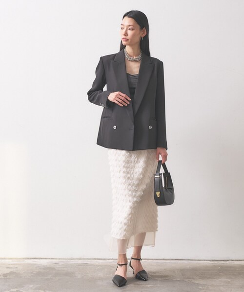 GALLEST(ギャレスト)の「【オケージョン/セレモニー】フリンジタイトスカート(スカート・レディース・オフホワイト/ブラック・36/38/40)」の12枚目の写真