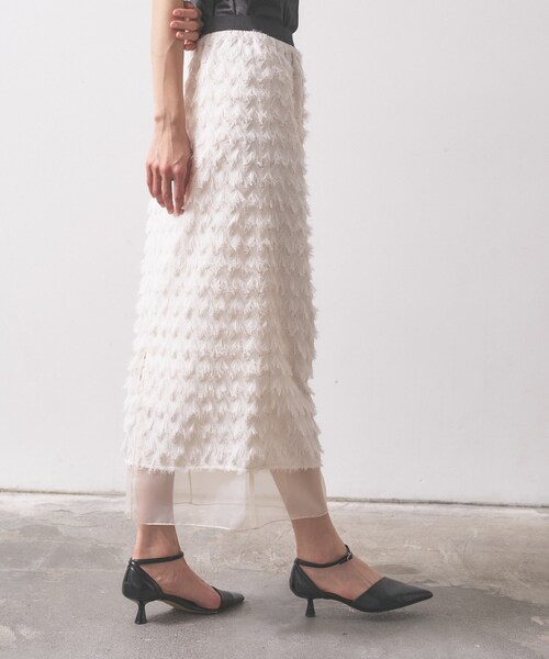 GALLEST(ギャレスト)の「【オケージョン/セレモニー】フリンジタイトスカート(スカート・レディース・オフホワイト/ブラック・36/38/40)」の14枚目の写真