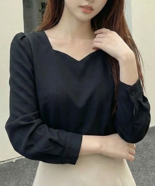 cammie(キャミー)の「シンプルブラウス(シャツ/ブラウス・レディース・ブラック/ピンク系その他・M/L)」の1枚目の写真