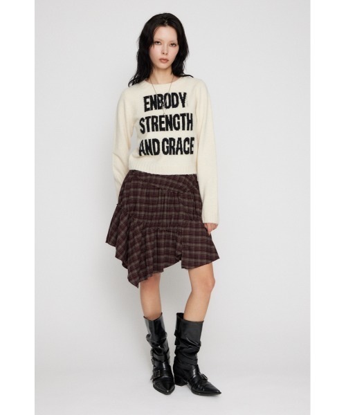 LAGUA GEM(ラグアジェム)の「LETTERING JACQUARD KNIT トップス(ニット/セーター・レディース・アイボリー/ブルー/グレー・FREE)」の6枚目の写真