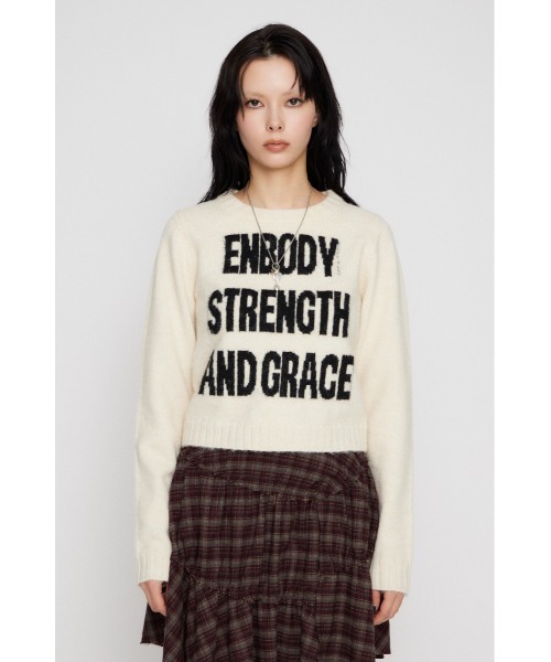 LAGUA GEM(ラグアジェム)の「LETTERING JACQUARD KNIT トップス(ニット/セーター・レディース・アイボリー/ブルー/グレー・FREE)」の10枚目の写真