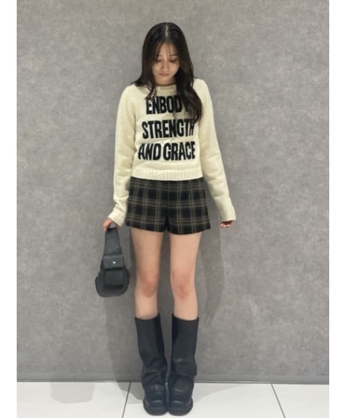 LAGUA GEM(ラグアジェム)の「LETTERING JACQUARD KNIT トップス(ニット/セーター・レディース・アイボリー/ブルー/グレー・FREE)」の16枚目の写真