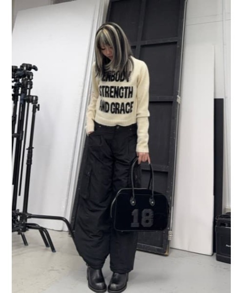 LAGUA GEM(ラグアジェム)の「LETTERING JACQUARD KNIT トップス(ニット/セーター・レディース・アイボリー/ブルー/グレー・FREE)」の13枚目の写真