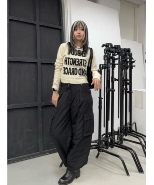 LAGUA GEM(ラグアジェム)の「LETTERING JACQUARD KNIT トップス(ニット/セーター・レディース・アイボリー/ブルー/グレー・FREE)」の11枚目の写真