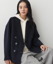 【洗える】ウール混リバーメルトンコート