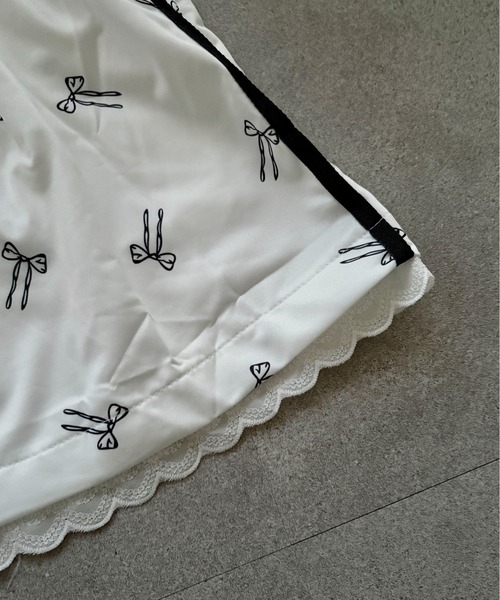 pyornim(ピョルニム)の「リボン柄 裾レース スウェットショーツ パジャマ ショートパンツ(その他パンツ・レディース・ホワイト/ブラック/グレー・M/L)」の7枚目の写真