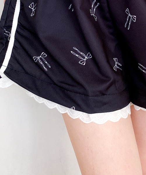 pyornim(ピョルニム)の「リボン柄 裾レース スウェットショーツ パジャマ ショートパンツ(その他パンツ・レディース・ホワイト/ブラック/グレー・M/L)」の22枚目の写真