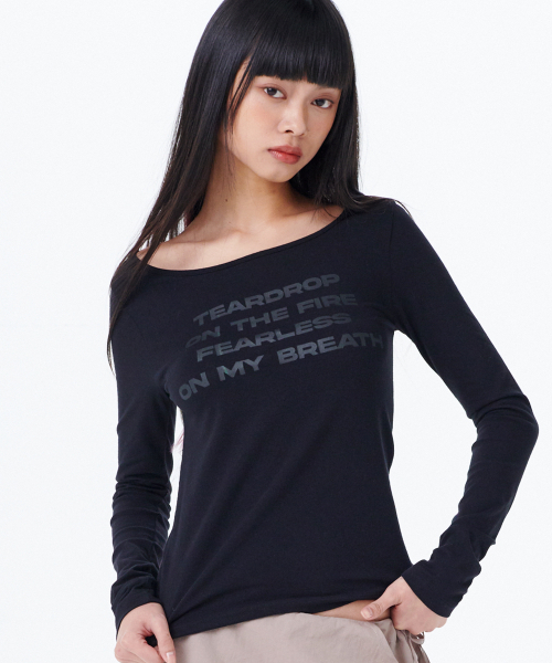 runningHIGH（ランニングハイ）の「レタリングスリムL/Sティー[ブラック]（Tシャツ/カットソー・レディース・その他・F）」の4枚目の写真