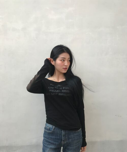 runningHIGH（ランニングハイ）の「レタリングスリムL/Sティー[ブラック]（Tシャツ/カットソー・レディース・その他・F）」の13枚目の写真