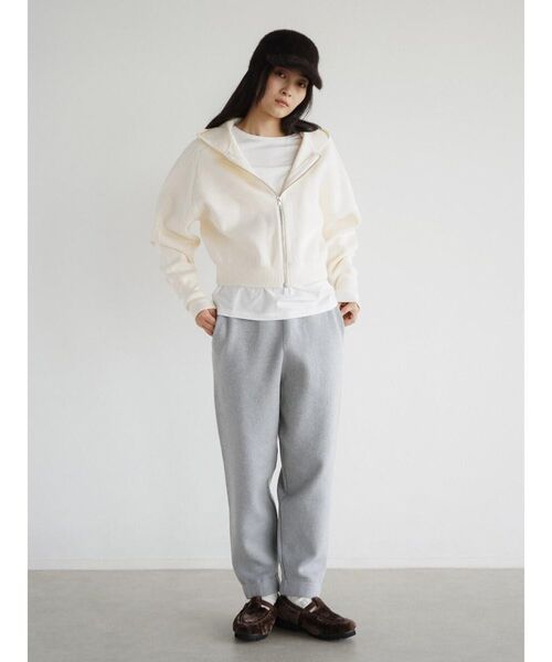 FIKA.(フィーカ)の「Cotton knit double zip hoodie(パーカー・レディース・杢グレー/オフホワイト/ブルー・MEDIUM)」の20枚目の写真