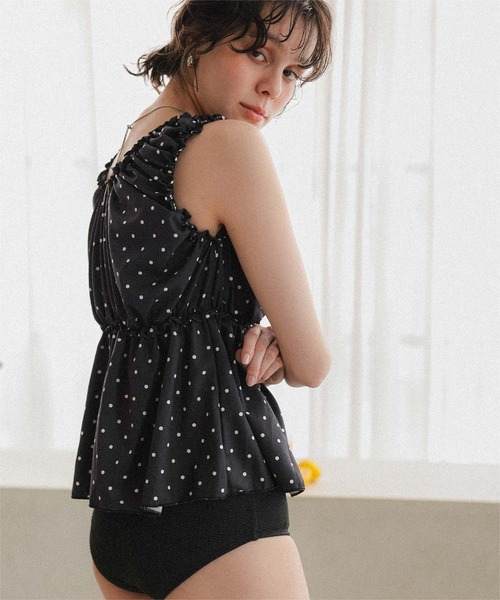 titivate(ティティベイト)の「フロントリボンペプラムビキニ/水着(水着・レディース・ブラック系その他/アイボリー/ブラック/ストライプ/ドット・XL/L/M/S)」の8枚目の写真