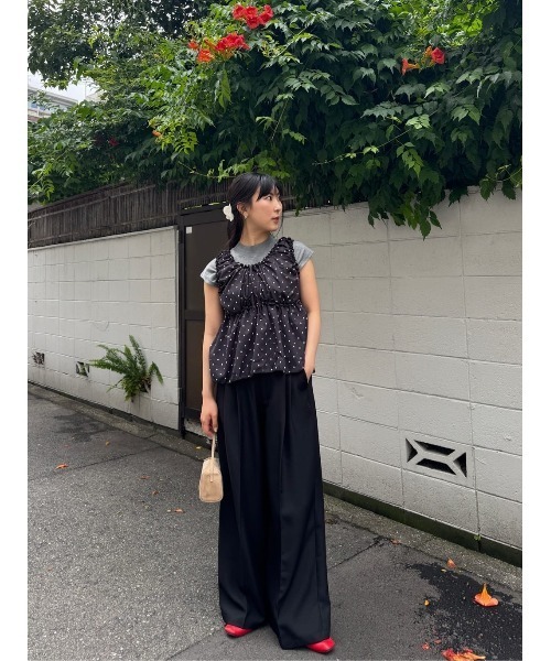 titivate(ティティベイト)の「フロントリボンペプラムビキニ/水着(水着・レディース・ブラック系その他/アイボリー/ブラック/ストライプ/ドット・XL/L/M/S)」の9枚目の写真