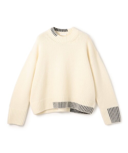 パーシャルストライプ クルーネックプルオーバー（ニット/セーター
