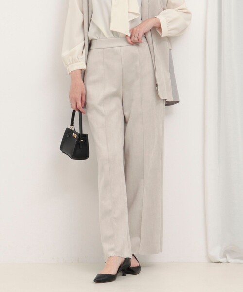 MICO COULIER（ミコクリエ）の「《セレモニー対応》ダブルフェイスフェイクスエードパンツ（その他パンツ・レディース・チャコールグレー/グレイッシュベージュ・38）」の3枚目の写真