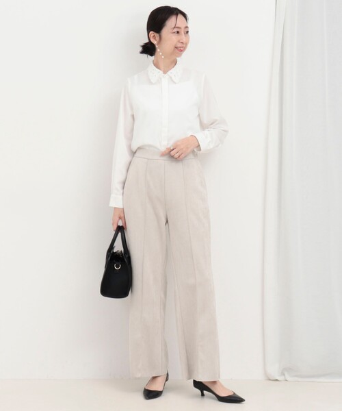 MICO COULIER（ミコクリエ）の「《セレモニー対応》ダブルフェイスフェイクスエードパンツ（その他パンツ・レディース・チャコールグレー/グレイッシュベージュ・38）」の5枚目の写真