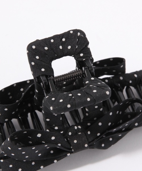 Heather（ヘザー）の「ドットリボンバンス　636732（バレッタ/ヘアクリップ・レディース・ブラック/アイボリー・ONE SIZE）」の4枚目の写真