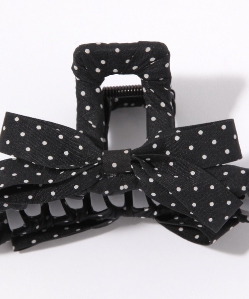 Heather（ヘザー）の「ドットリボンバンス　636732（バレッタ/ヘアクリップ・レディース・ブラック/アイボリー・ONE SIZE）」の5枚目の写真
