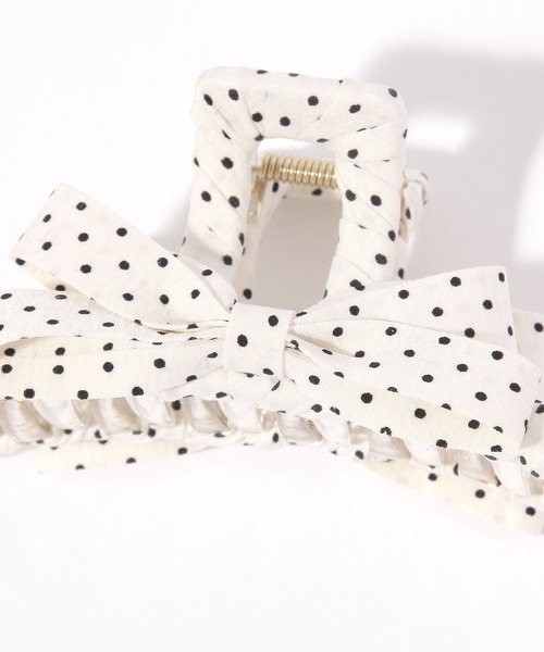 Heather（ヘザー）の「ドットリボンバンス　636732（バレッタ/ヘアクリップ・レディース・ブラック/アイボリー・ONE SIZE）」の6枚目の写真
