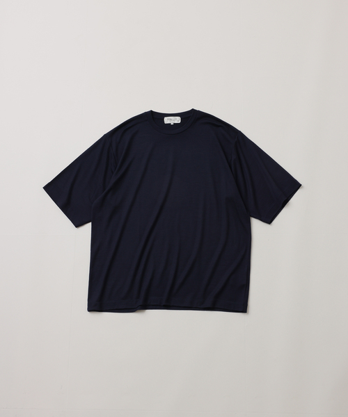 UNFOLLOW(アンフォロー)の「【FOLL / フォル】washable wool wardrobe tee(Tシャツ/カットソー・メンズ・ネイビー/ブラウン・3/2)」の2枚目の写真
