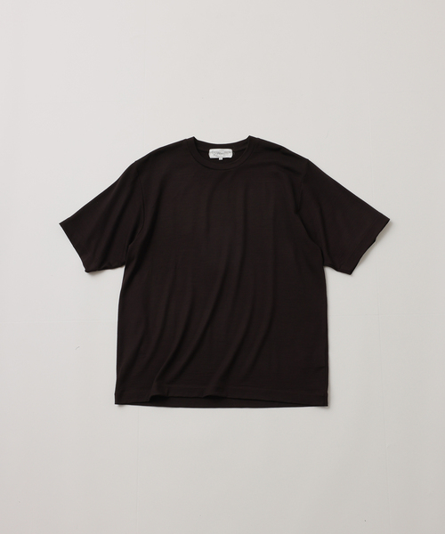 UNFOLLOW(アンフォロー)の「【FOLL / フォル】washable wool wardrobe tee(Tシャツ/カットソー・メンズ・ネイビー/ブラウン・3/2)」の1枚目の写真
