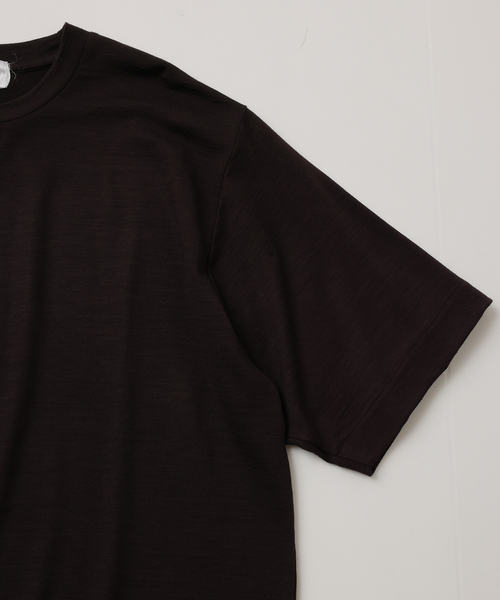 UNFOLLOW(アンフォロー)の「【FOLL / フォル】washable wool wardrobe tee(Tシャツ/カットソー・メンズ・ネイビー/ブラウン・3/2)」の4枚目の写真