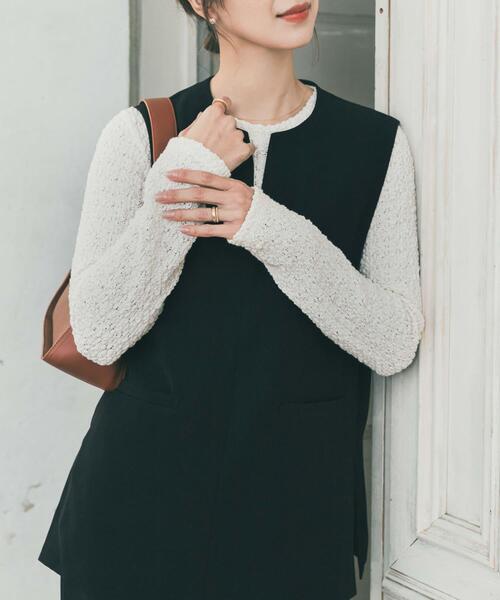 URBAN RESEARCH DOORS（アーバンリサーチドアーズ）の「ポコポコレースロングTシャツ（Tシャツ/カットソー・レディース・オフホワイト/ブラック・FREE）」の17枚目の写真