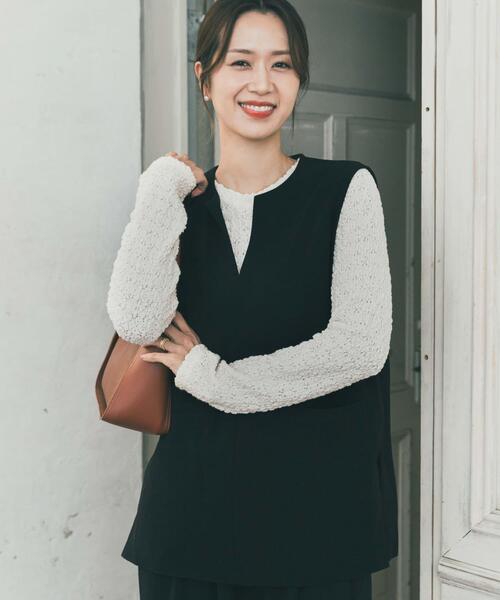 URBAN RESEARCH DOORS（アーバンリサーチドアーズ）の「ポコポコレースロングTシャツ（Tシャツ/カットソー・レディース・オフホワイト/ブラック・FREE）」の18枚目の写真