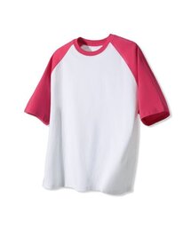 ベーシッククルーネックラグランTシャツチェリーピンク