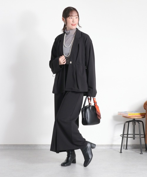 cepo（セポ）の「〈セットアップ対応〉ジョーゼットドロストテーラードジャケット（テーラードジャケット・レディース・ブラック/ネイビー・M）」の2枚目の写真