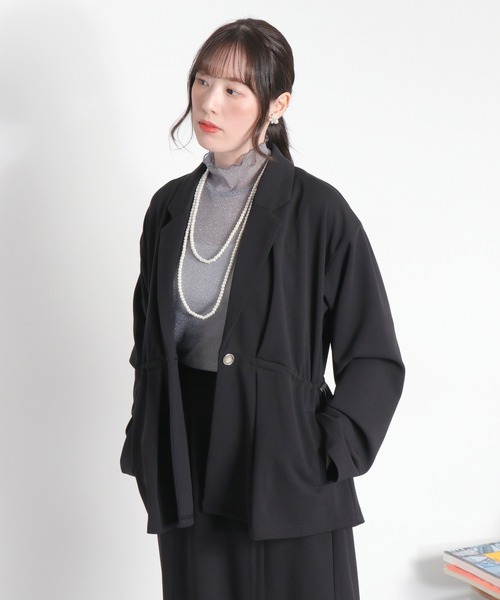 cepo（セポ）の「〈セットアップ対応〉ジョーゼットドロストテーラードジャケット（テーラードジャケット・レディース・ブラック/ネイビー・M）」の12枚目の写真