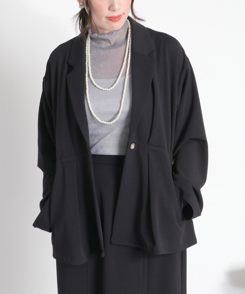 cepo（セポ）の「〈セットアップ対応〉ジョーゼットドロストテーラードジャケット（テーラードジャケット・レディース・ブラック/ネイビー・M）」の13枚目の写真