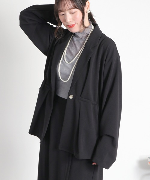 cepo（セポ）の「〈セットアップ対応〉ジョーゼットドロストテーラードジャケット（テーラードジャケット・レディース・ブラック/ネイビー・M）」の14枚目の写真