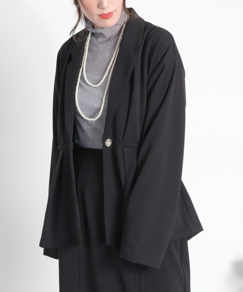 cepo（セポ）の「〈セットアップ対応〉ジョーゼットドロストテーラードジャケット（テーラードジャケット・レディース・ブラック/ネイビー・M）」の15枚目の写真